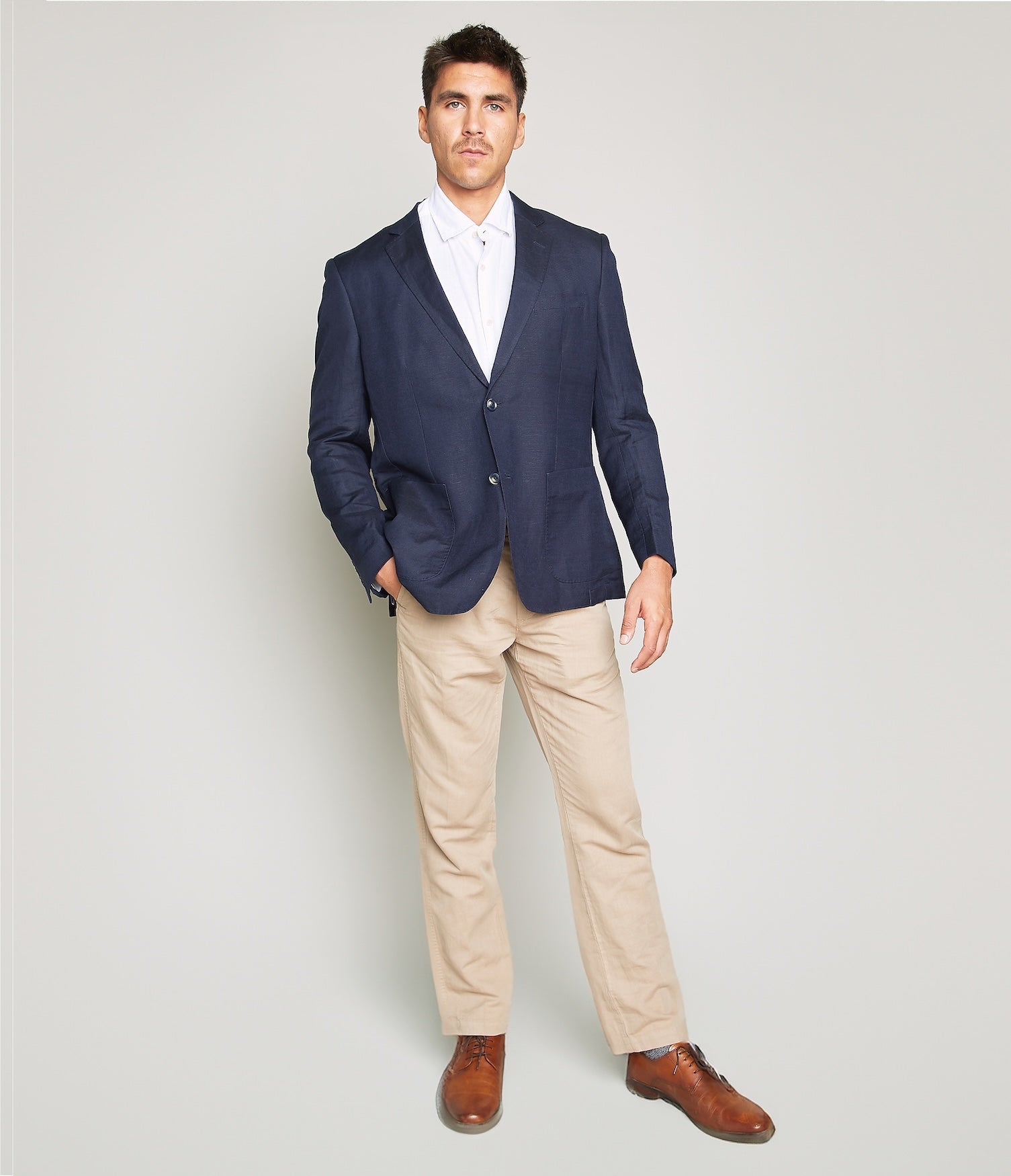 Blazer Hombre 100% Lino Azul Marino