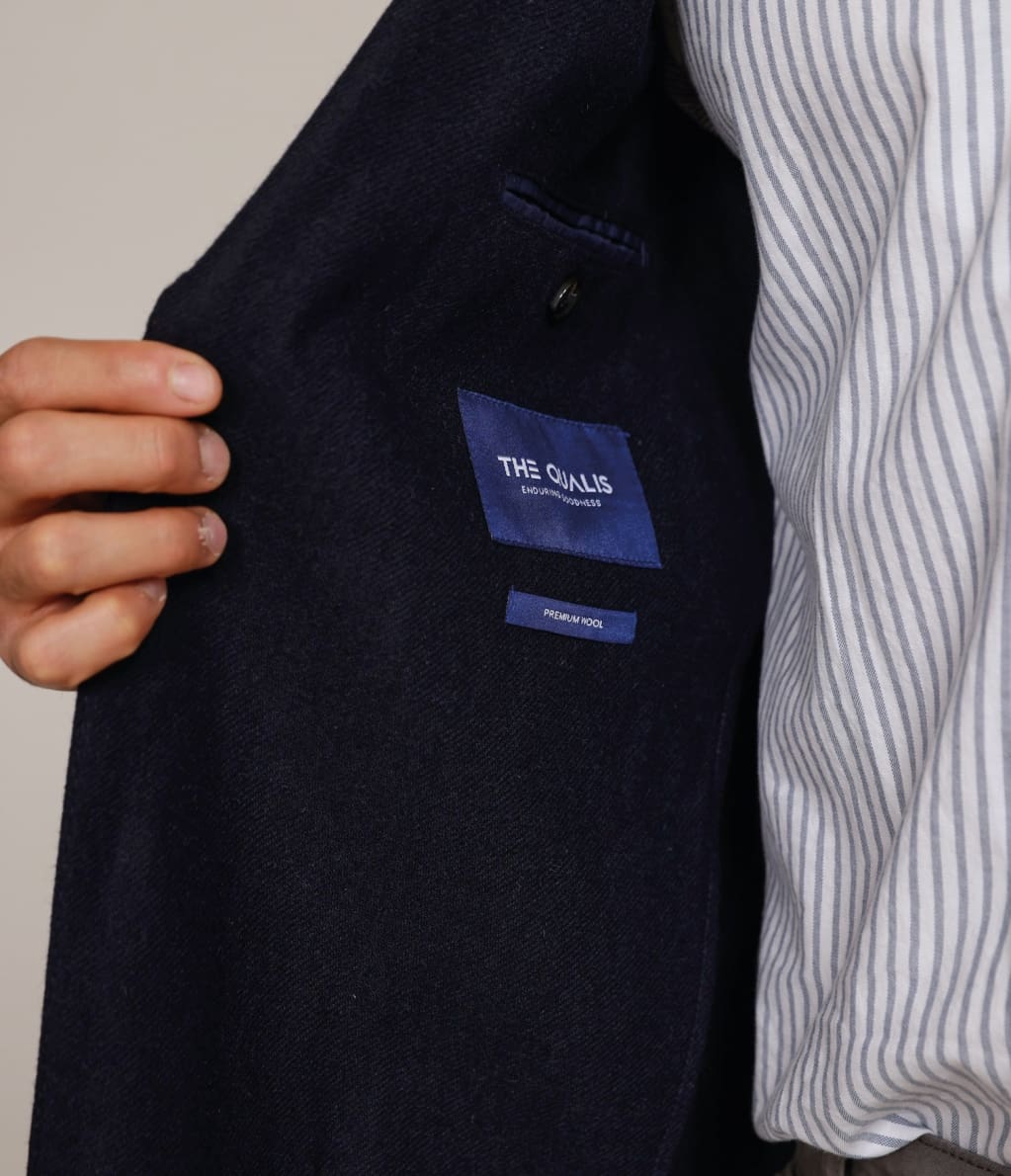 Blazer Hombre Lana Premium Azul Marino