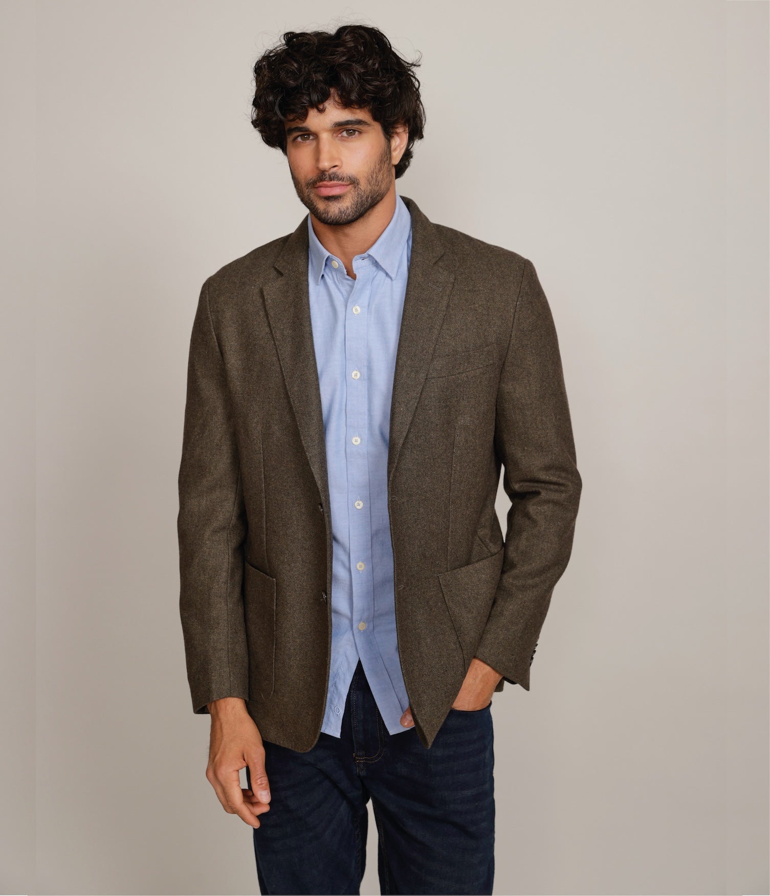 Blazer Hombre Lana Premium Dan Verde Militar