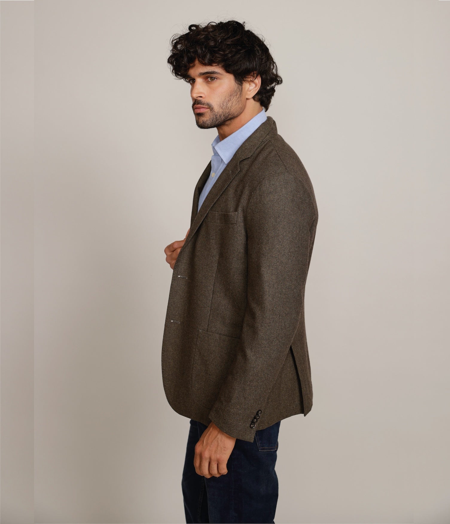 Blazer Hombre Lana Premium Dan Verde Militar