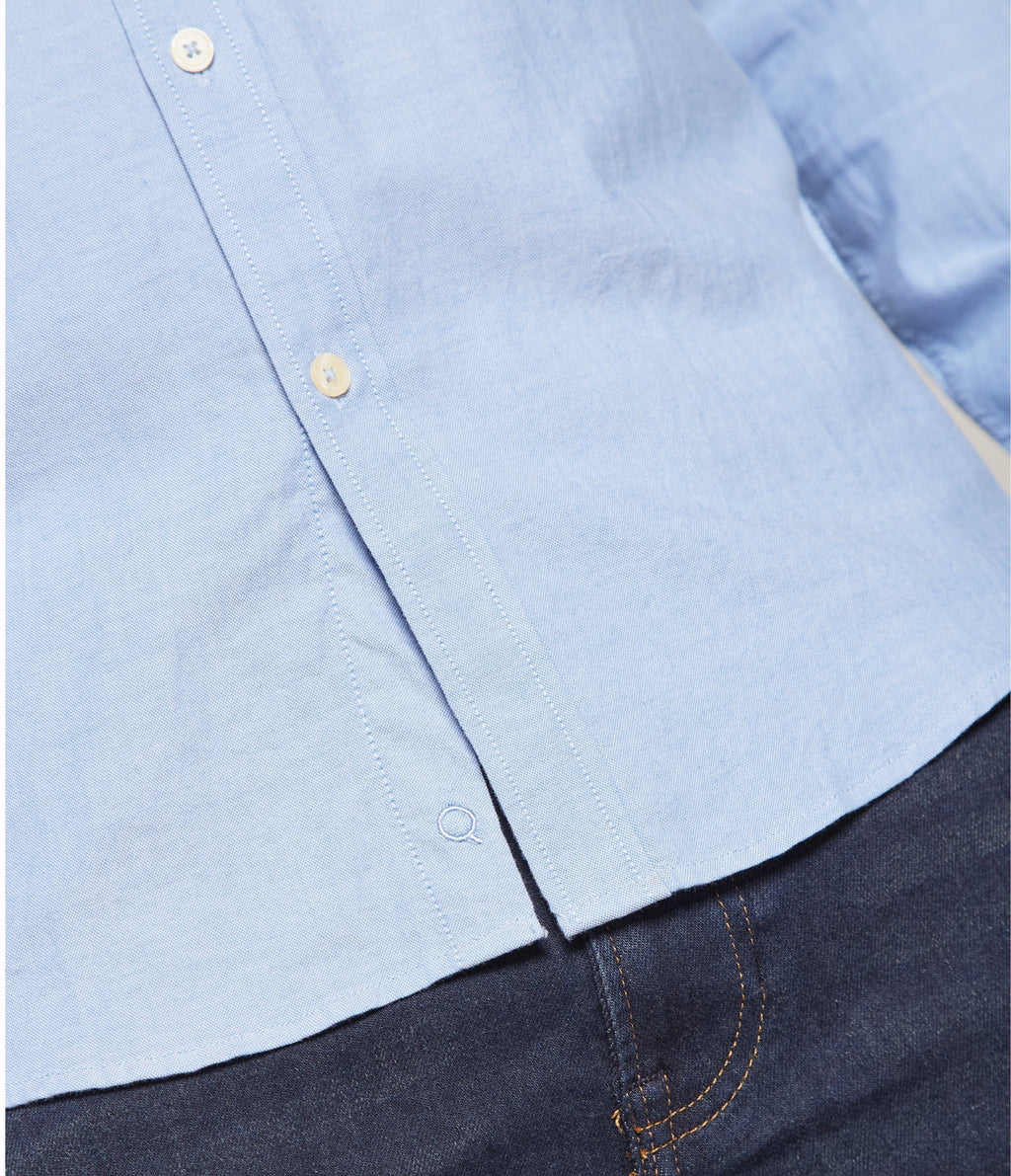 Camisa Hombre Algodón Oxford M/Larga Azul Claro