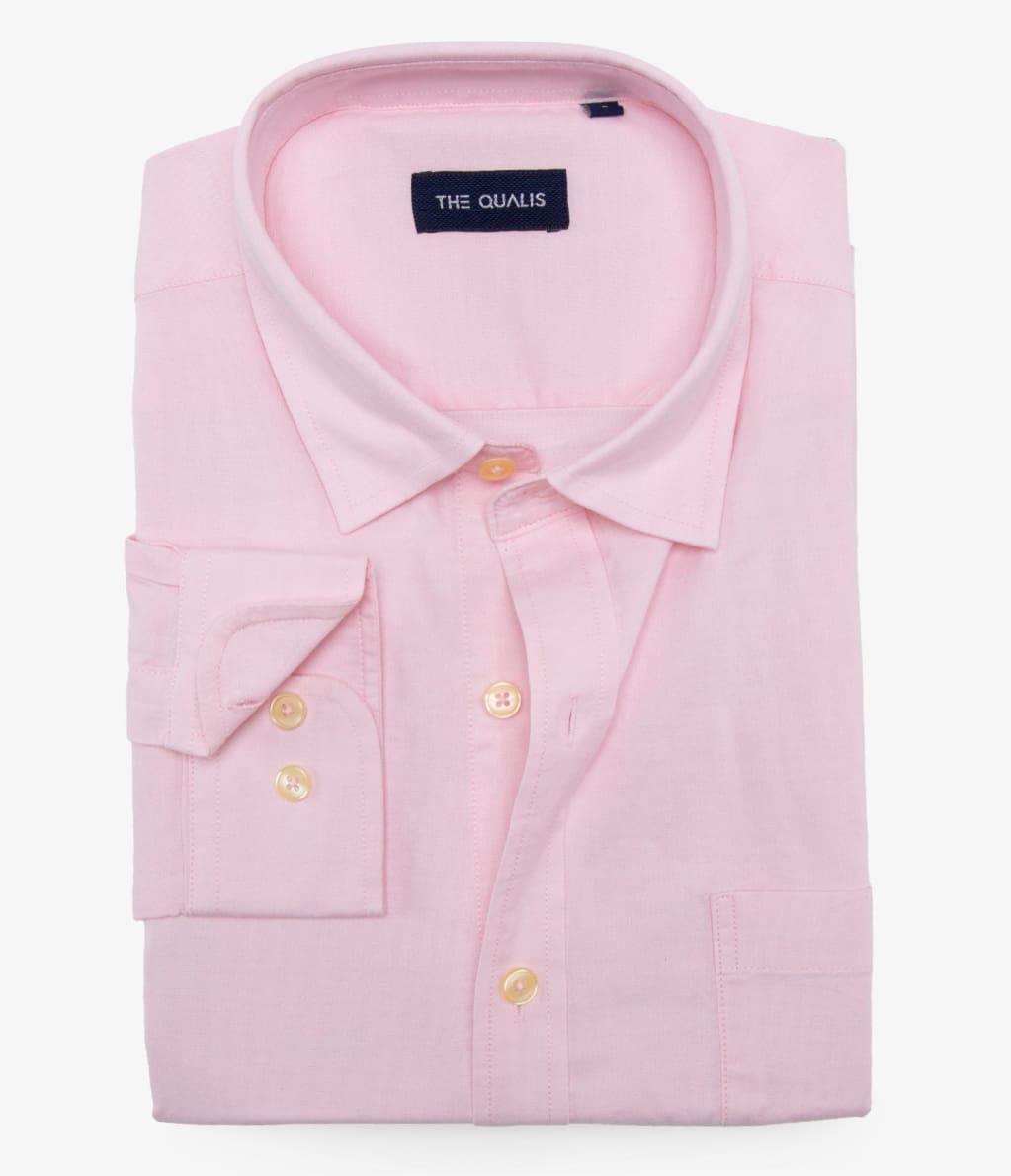 Camisa Hombre Algodón Oxford M/Larga Rosada